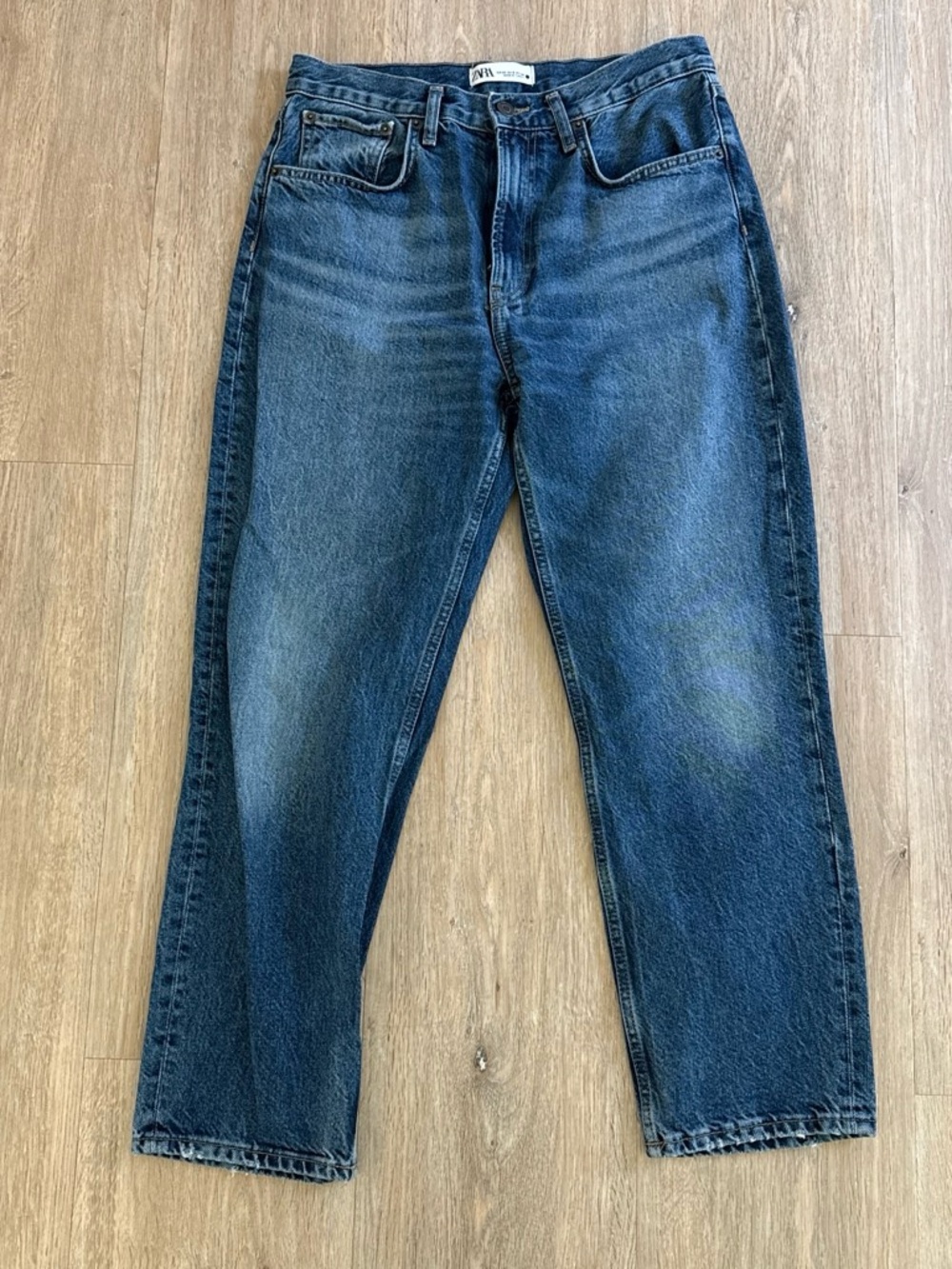 Zara Dark Blue Straight Relaxed Jeans 8